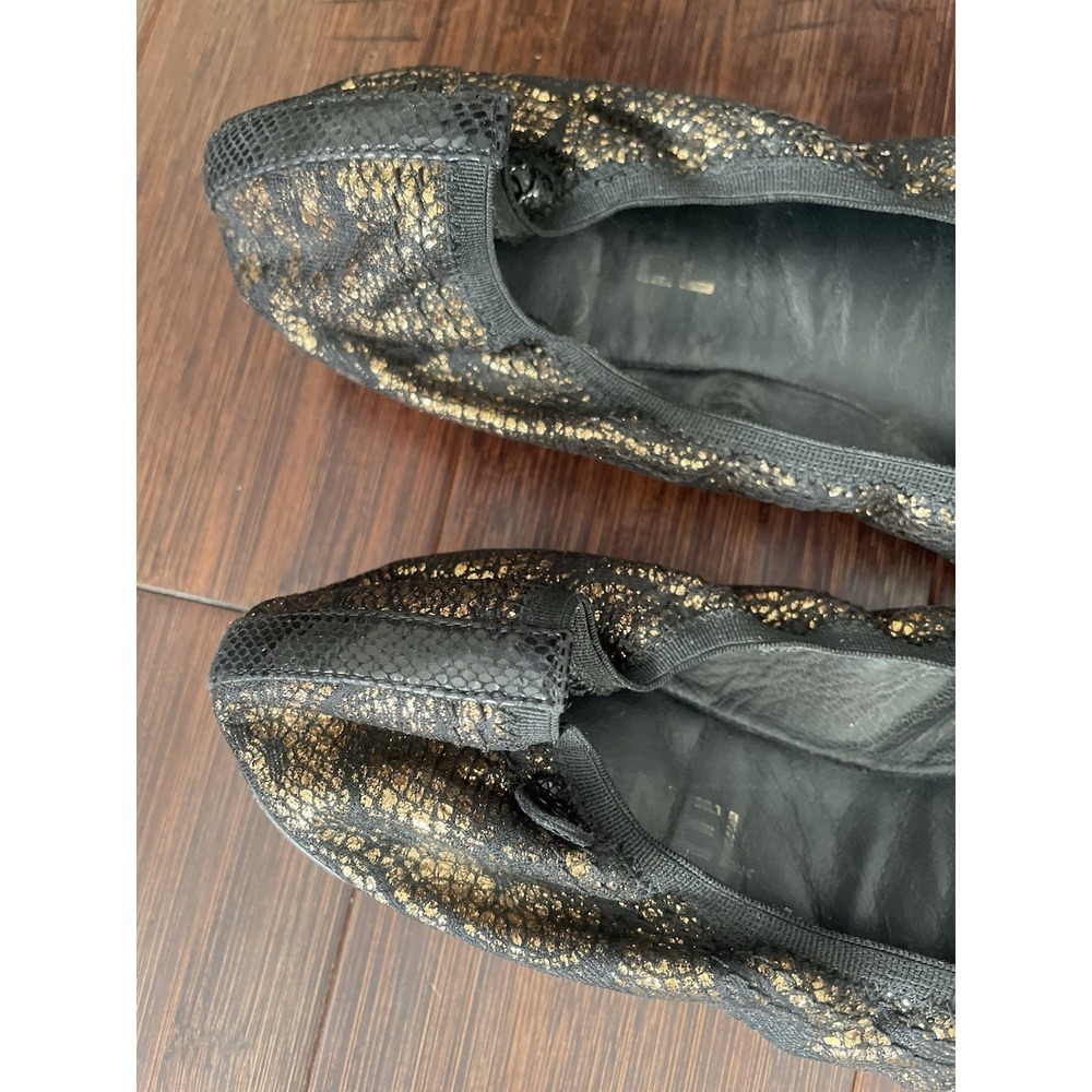 Chanel Black Lace and Gold Metallic Ballet Flats Size 39.5 - Picture 5 of 8